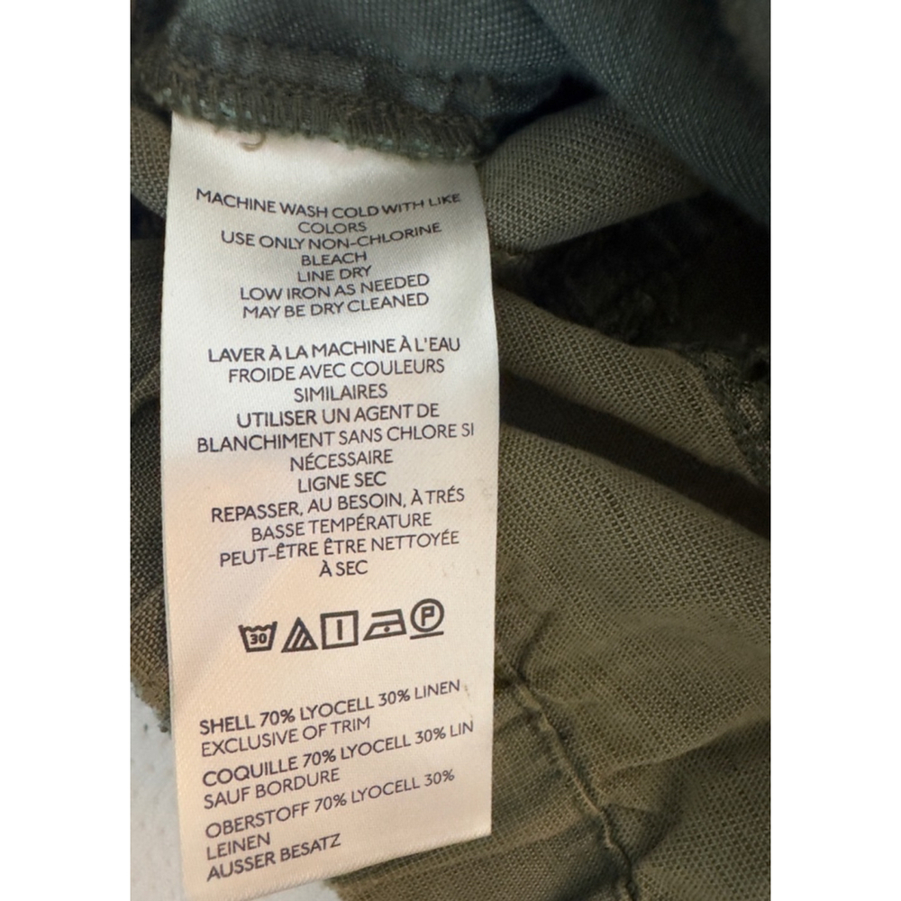 Anthropologie Olive Green Drawstring Linen-Blend Shorts - Size‎ S - Picture 4 of 6